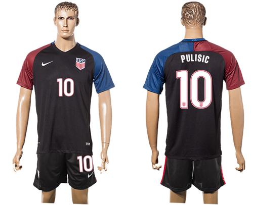 USA #10 Pulisic Black Soccer Country Jersey